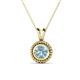 1 - Juliya 6.50 mm Round Aquamarine Rope Edge Bezel Set Solitaire Pendant Necklace 