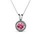 1 - Juliya 6.50 mm Round Pink Tourmaline Rope Edge Bezel Set Solitaire Pendant Necklace 
