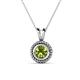 1 - Juliya 6.50 mm Round Peridot Rope Edge Bezel Set Solitaire Pendant Necklace 