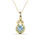 1 - Caron 6.50 mm Round Aquamarine Solitaire Love Knot Pendant Necklace 
