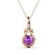 1 - Caron 6.50 mm Round Amethyst Solitaire Love Knot Pendant Necklace 