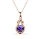 1 - Caron 6.50 mm Round Iolite Solitaire Love Knot Pendant Necklace 