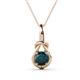 1 - Caron 6.50 mm Round London Blue Topaz Solitaire Love Knot Pendant Necklace 