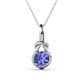 1 - Caron 6.50 mm Round Tanzanite Solitaire Love Knot Pendant Necklace 