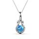 1 - Caron 6.50 mm Round Blue Topaz Solitaire Love Knot Pendant Necklace 