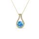 1 - Lauren 5.00 mm Round Blue Topaz and Diamond Accent Teardrop Pendant Necklace 