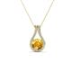 1 - Lauren 5.00 mm Round Citrine and Diamond Accent Teardrop Pendant Necklace 