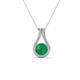 1 - Lauren 5.00 mm Round Emerald and Diamond Accent Teardrop Pendant Necklace 