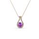 1 - Lauren 4.00 mm Round Amethyst and Diamond Accent Teardrop Pendant Necklace 