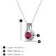 3 - Lauren 4.00 mm Round Ruby and Diamond Accent Teardrop Pendant Necklace 