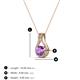 3 - Lauren 4.00 mm Round Amethyst and Diamond Accent Teardrop Pendant Necklace 