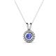 1 - Juliya 4.00 mm Round Tanzanite Rope Edge Bezel Set Solitaire Pendant Necklace 