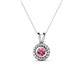 1 - Juliya 4.00 mm Round Pink Tourmaline Rope Edge Bezel Set Solitaire Pendant Necklace 