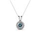 1 - Juliya 4.00 mm Round Blue Diamond Rope Edge Bezel Set Solitaire Pendant Necklace 