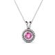 1 - Juliya 5.00 mm Round Pink Sapphire Rope Edge Bezel Set Solitaire Pendant Necklace 