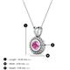 3 - Juliya 5.00 mm Round Pink Sapphire Rope Edge Bezel Set Solitaire Pendant Necklace 