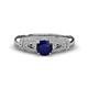 1 - Shirlyn 1.72 ctw Classic Blue Sapphire Accented Lab Grown Diamonds Solitaire Plus Engagement Ring 