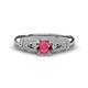 1 - Shirlyn 1.57 ctw Classic Rhodolite Garnet Accented Lab Grown Diamonds Solitaire Plus Engagement Ring 