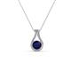 1 - Lauren 4.00 mm Round Blue Sapphire and Diamond Accent Teardrop Pendant Necklace 