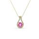 1 - Lauren 4.00 mm Round Pink Sapphire and Diamond Accent Teardrop Pendant Necklace 