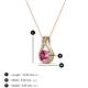 3 - Lauren 4.00 mm Round Pink Tourmaline and Diamond Accent Teardrop Pendant Necklace 