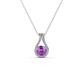 1 - Lauren 4.00 mm Round Amethyst and Diamond Accent Teardrop Pendant Necklace 