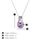 3 - Lauren 4.00 mm Round Amethyst and Diamond Accent Teardrop Pendant Necklace 