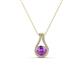 1 - Lauren 4.00 mm Round Amethyst and Diamond Accent Teardrop Pendant Necklace 
