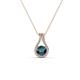 1 - Lauren 4.00 mm Round Blue Diamond and White Diamond Accent Teardrop Pendant Necklace 