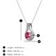 3 - Lauren 4.00 mm Round Pink Tourmaline and Diamond Accent Teardrop Pendant Necklace 