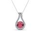1 - Lauren 6.50 mm Round Rhodolite Garnet and Diamond Accent Teardrop Pendant Necklace 