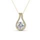 1 - Lauren 6.00 mm Round White Sapphire and Diamond Accent Teardrop Pendant Necklace 