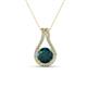 1 - Lauren 6.50 mm Round London Blue Topaz and Diamond Accent Teardrop Pendant Necklace 