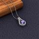 2 - Lauren 6.50 mm Round Iolite and Diamond Accent Teardrop Pendant Necklace 