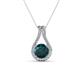 1 - Lauren 6.50 mm Round London Blue Topaz and Diamond Accent Teardrop Pendant Necklace 