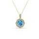 1 - Carmel 5.00 mm Cushion Cut Blue Topaz and Round Diamond Scallop Frame Halo Pendant Necklace 