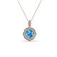 1 - Carmel 5.00 mm Cushion Cut Blue Topaz and Round Diamond Scallop Frame Halo Pendant Necklace 