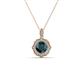 1 - Carmel 5.00 mm Cushion Cut London Blue Topaz and Round Diamond Scallop Frame Halo Pendant Necklace 