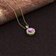 2 - Carmel 5.00 mm Cushion Cut Amethyst and Round Diamond Scallop Frame Halo Pendant Necklace 