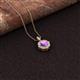 2 - Carmel 5.00 mm Cushion Cut Amethyst and Round Diamond Scallop Frame Halo Pendant Necklace 