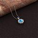 2 - Carmel 5.00 mm Cushion Cut Blue Topaz and Round Diamond Scallop Frame Halo Pendant Necklace 