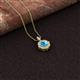 2 - Carmel 5.00 mm Cushion Cut Blue Topaz and Round Diamond Scallop Frame Halo Pendant Necklace 