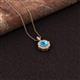 2 - Carmel 5.00 mm Cushion Cut Blue Topaz and Round Diamond Scallop Frame Halo Pendant Necklace 
