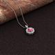 2 - Carmel 5.00 mm Cushion Cut Rhodolite Garnet and Round Diamond Scallop Frame Halo Pendant Necklace 