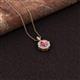 2 - Carmel 5.00 mm Cushion Cut Rhodolite Garnet and Round Diamond Scallop Frame Halo Pendant Necklace 