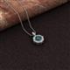 2 - Carmel 5.00 mm Cushion Cut London Blue Topaz and Round Diamond Scallop Frame Halo Pendant Necklace 