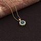 2 - Carmel 5.00 mm Cushion Cut London Blue Topaz and Round Diamond Scallop Frame Halo Pendant Necklace 