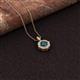 2 - Carmel 5.00 mm Cushion Cut London Blue Topaz and Round Diamond Scallop Frame Halo Pendant Necklace 