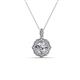 1 - Carmel 5.00 mm Cushion Cut Forever Brilliant Moissanite and Round Diamond Scallop Frame Halo Pendant Necklace 
