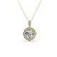 1 - Carmel 5.00 mm Cushion Cut Forever Brilliant Moissanite and Round Diamond Scallop Frame Halo Pendant Necklace 